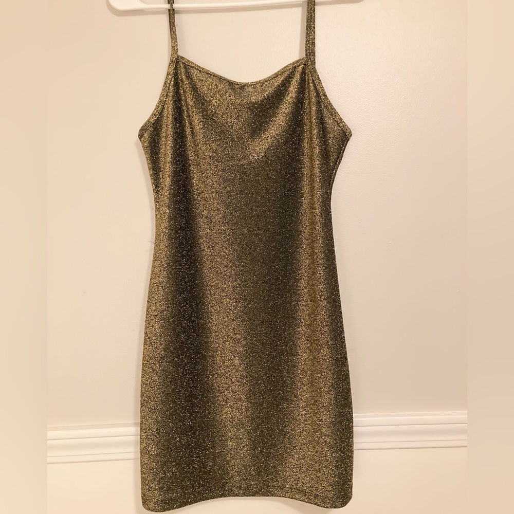 Spaghetti Strap Sparkle Sheath Dress Golden Goddess